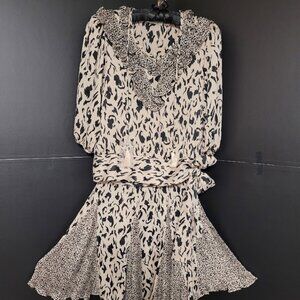 1980s' Ladies Black/Tan SKIRT/TOP SET By Janan Studio SZ Large